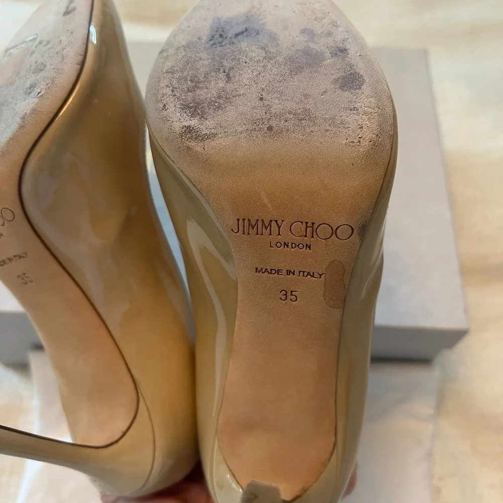 Jimmy Choo Nude ROMY 100 Heels, Size 35